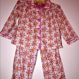 Adorable Retro Look Girls Flannel Pajama Set